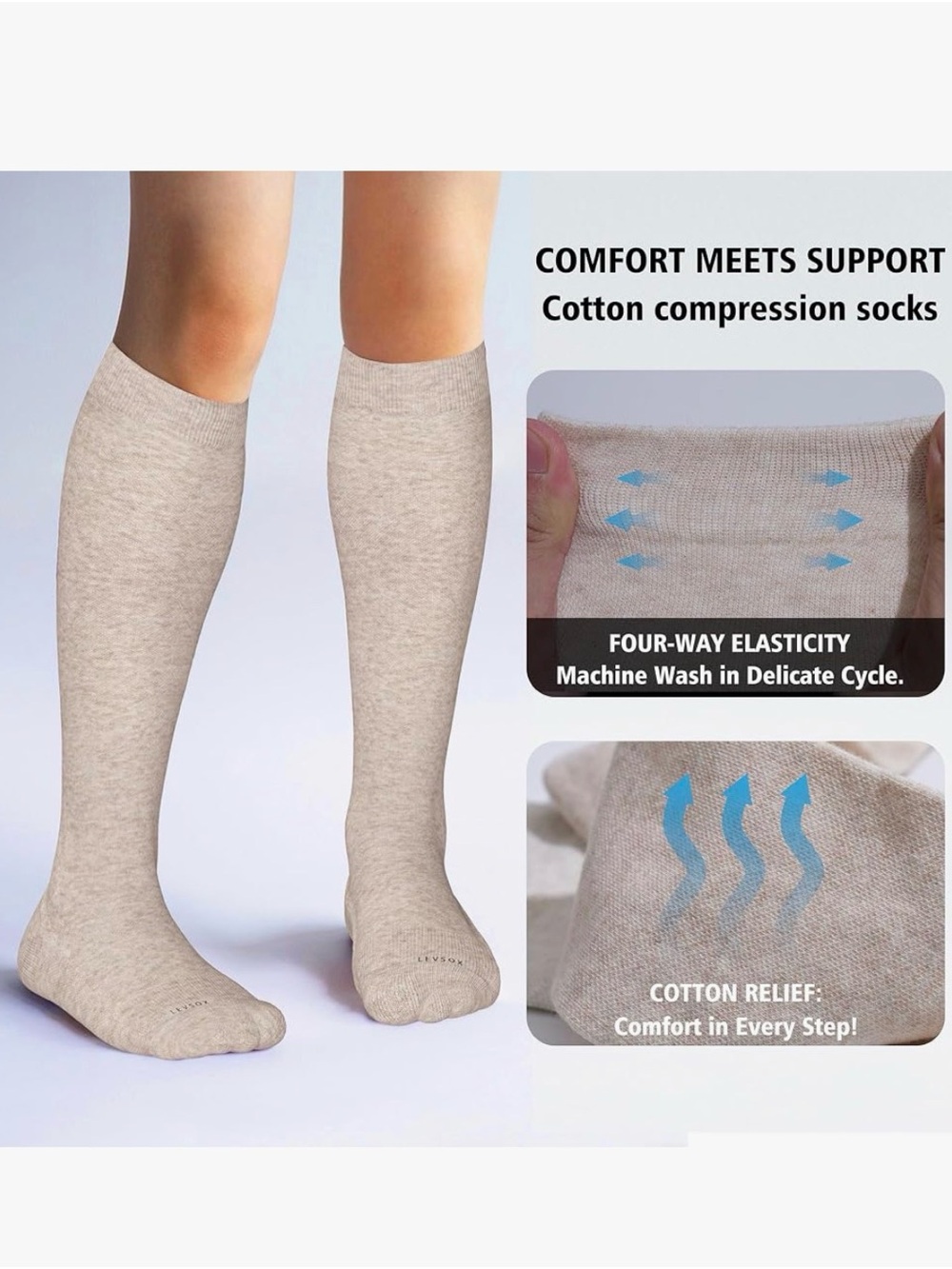 Levsox Compression Socks - Neutral 2-Pack - Picture 3 of 10